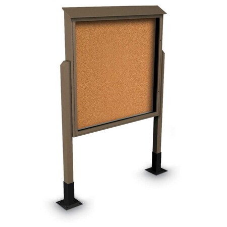 United Visual Products Sliding Door Indoor Enclosed Corkboard, 4 UV9025ACSH4824-WHITE-RUBBER